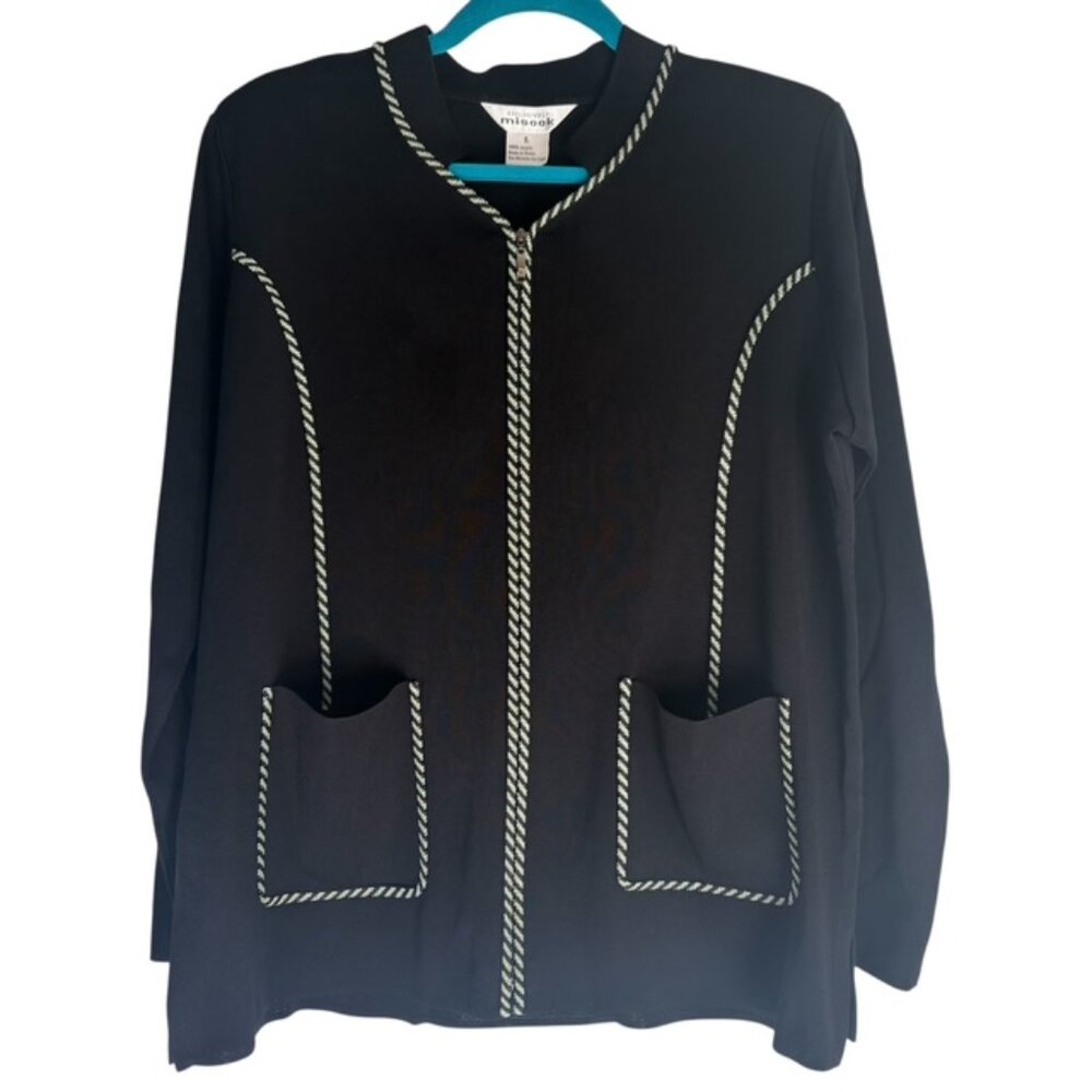 Misook  Women's full zip Jacket & Skirt suit black Size L